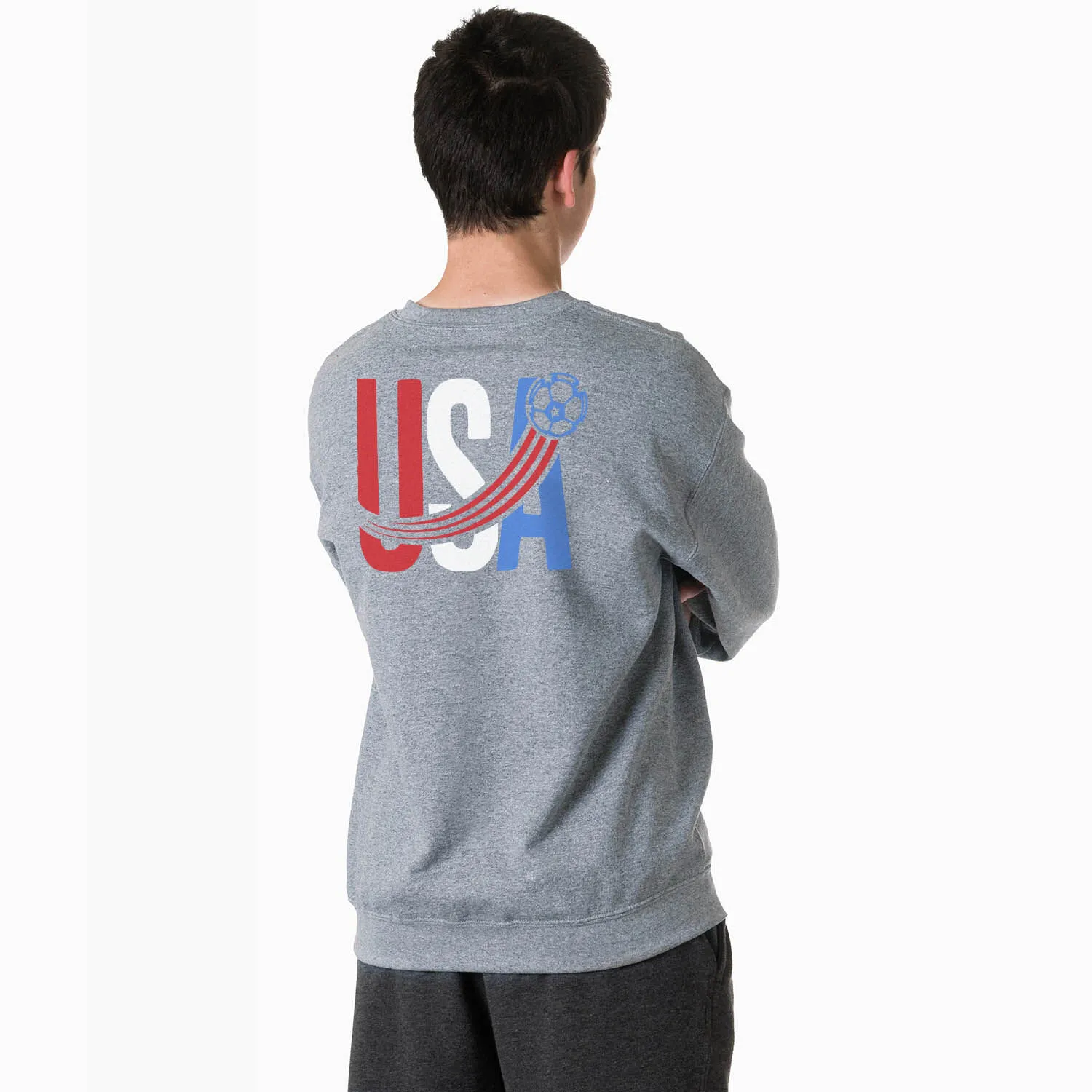 Soccer Crewneck Sweatshirt - USA Patriotic (Back Design) 